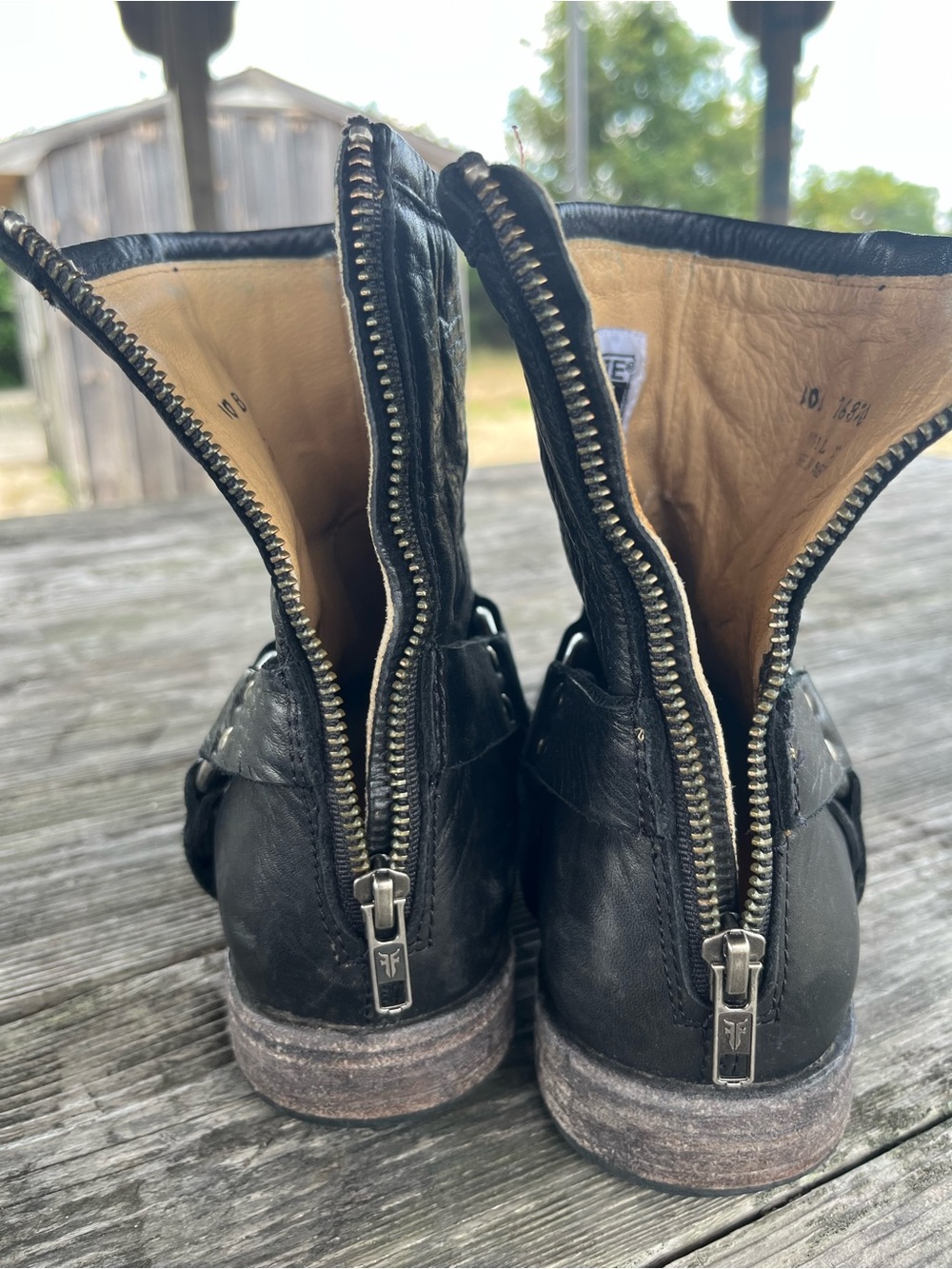 FRYE WOMENS  Black Leather Harness Boots , 10b - Picture 4 of 8